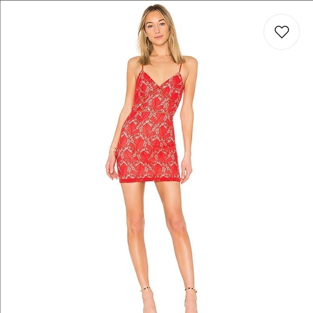 NWOT Red Lace Mini Dress Revolve